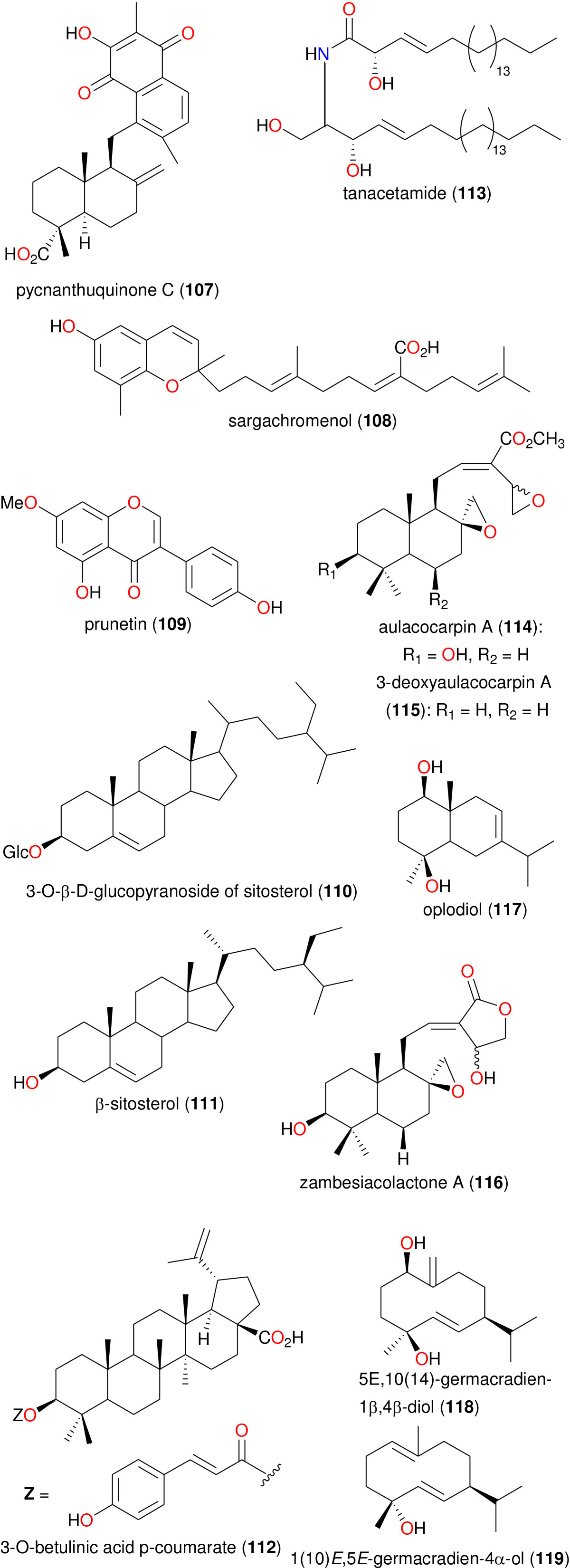 Chemical structures of bioactive metabolites IV. Compounds 107 to 119