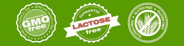 GMO free, Lactose free, Gluten free